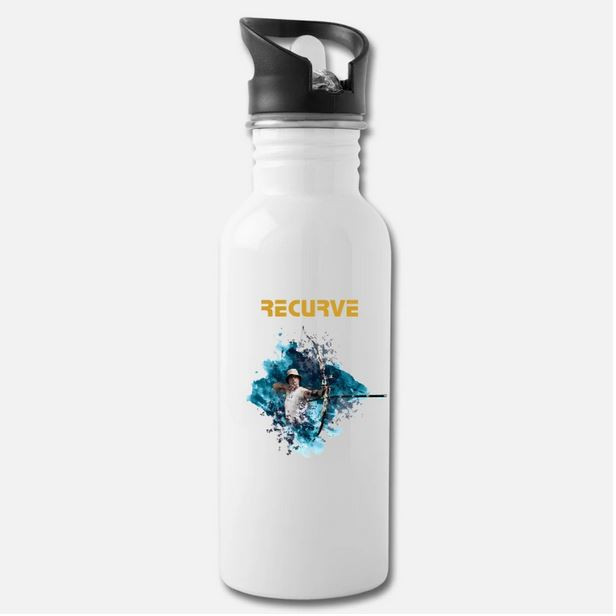 Bogensport Trinkflaschen mit integriertem Strohhalm weiß