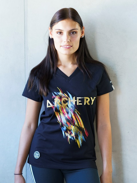 Bogensport Damen T-Shirt Archery ( Schwarz)