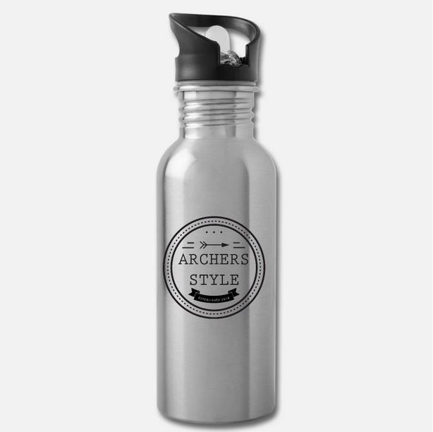 Archery Drinking Bottles with Integrated Straw silver