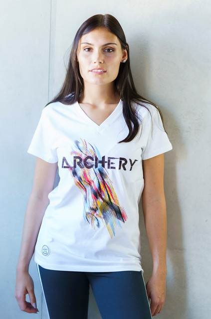 Bogensport Damen T-Shirt Archery (Weiss)