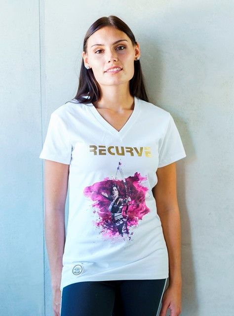 Bogensport Damen T-Shirt Recurve (Weiss)